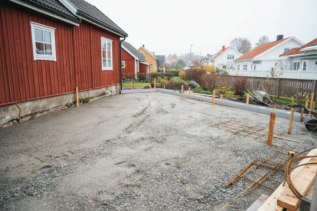 bygga ut betongplatta m ta och planera r tt fr n b rjan